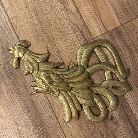 Vintage Large Pair of Fighting Roosters Brass Wall Hanging Made in Japan - Picture 3 of 8